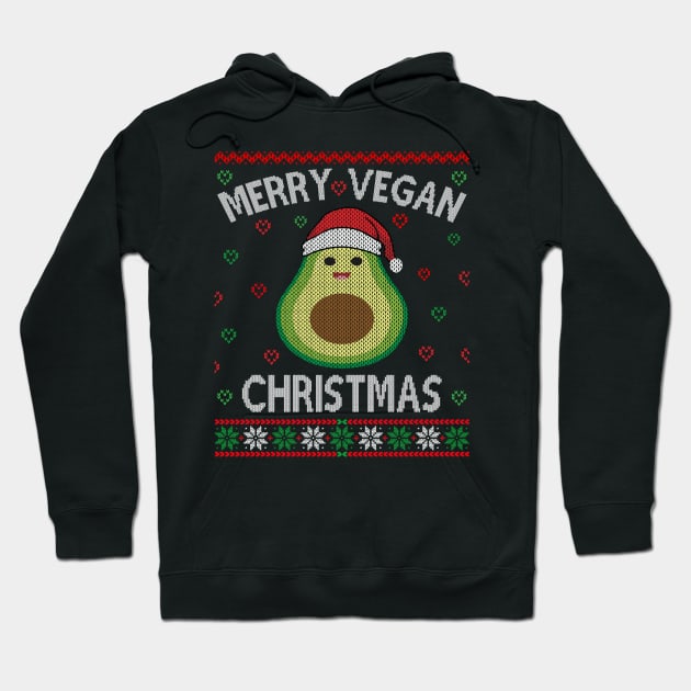 Merry Vegan Christmas Ugly Sweater Hoodie by MZeeDesigns